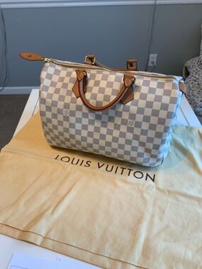 Louis Vuitton Damier Speedy 35. good!  Azur COA